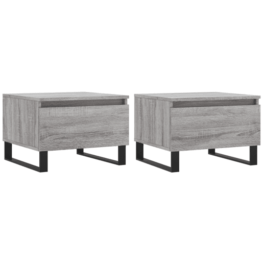2pcs Mesas de centro, Mesas baixas 50x46x35cm deriv. madeira cinzento sonoma