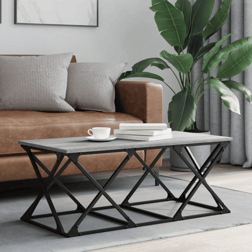 Mesa de Centro, Mesa baixa, 100x49x40 cm derivados de madeira cinza sonoma