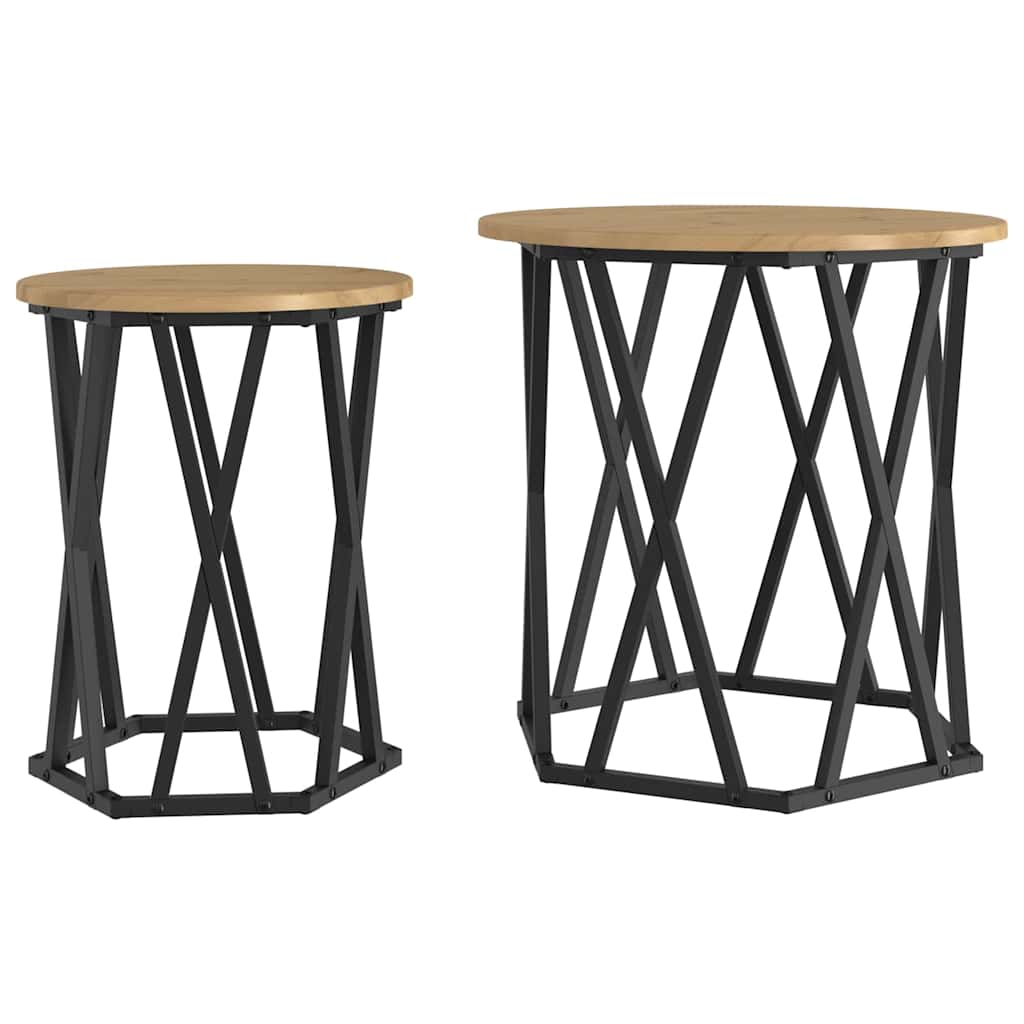2 uds Mesas de Centro - Mesas de Café 50x50 Roble Artisan
