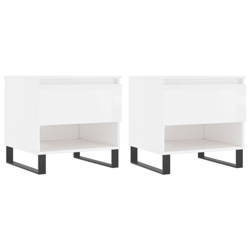 2pcs Mesas de centro, Mesas baixas 50x46x50cm deriv. madeira branco brilhante