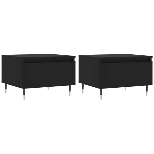 2pcs Mesas de centro, Mesas baixas 50x46x35 cm derivados de madeira preto