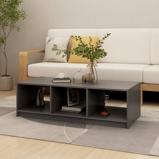 Mesa de Centro, Mesa baixa, 110x50x34 cm madeira de pinho maciça cinzento