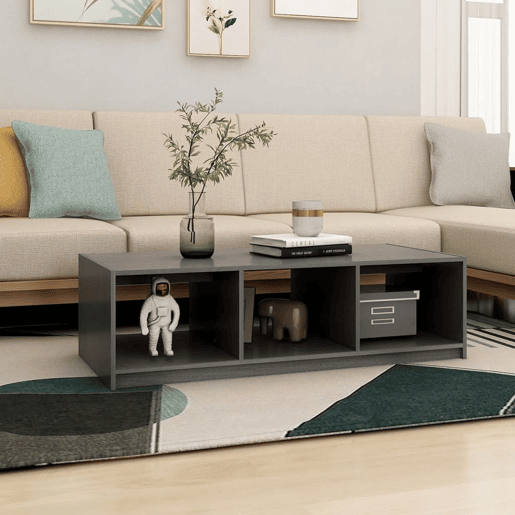 Mesa de Centro, Mesa baixa, 110x50x34 cm madeira de pinho maciça cinzento