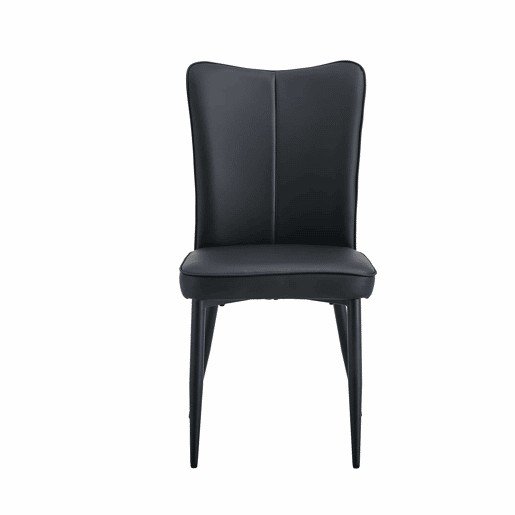 Conjunto de mesa e cadeiras de 60 cm - mesa redonda em MDF com pernas pretas e 2 cadeiras de jantar em PU preto - Preto, Nogueira