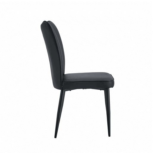 Conjunto de mesa e cadeiras de 60 cm - mesa redonda em MDF com pernas pretas e 2 cadeiras de jantar em PU preto - Preto, Nogueira