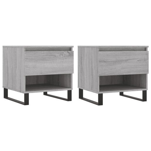 2pcs Mesas de centro, Mesas baixas 50x46x50cm deriv. madeira cinzento sonoma