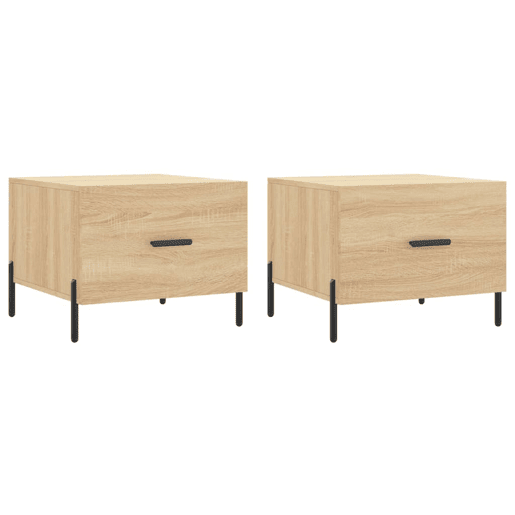 2pcs Mesas de centro, Mesas baixas 50x50x40cm deriv. madeira carvalho sonoma