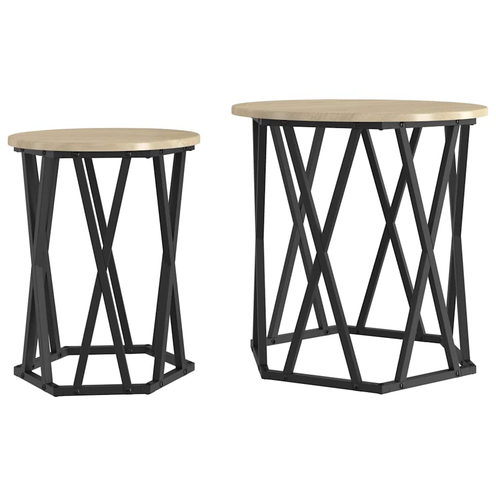 2 uds Mesas de Centro - Mesas de Café 50x50 Madera Clara