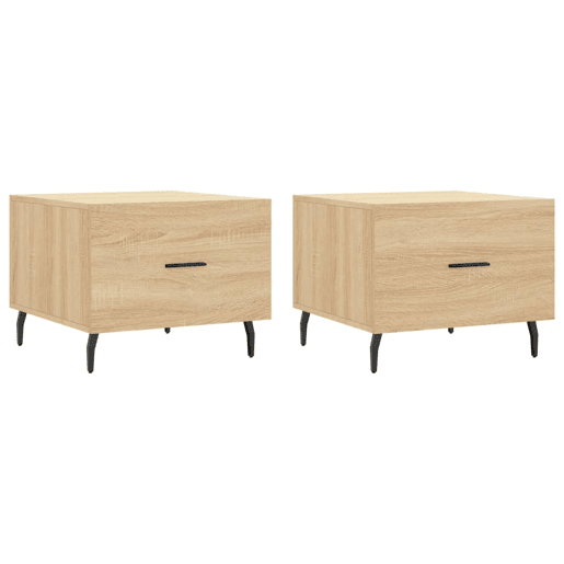 2pcs Mesas de centro, Mesas baixas 50x50x40cm deriv. madeira carvalho sonoma