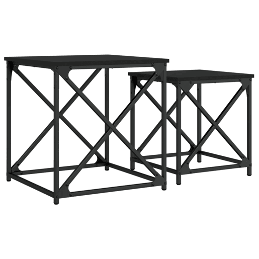 2 pcs Mesas de Centro - Mesas baixas de encastrar derivados de madeira preto