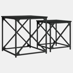 2 pcs Mesas de Centro - Mesas baixas de encastrar derivados de madeira preto