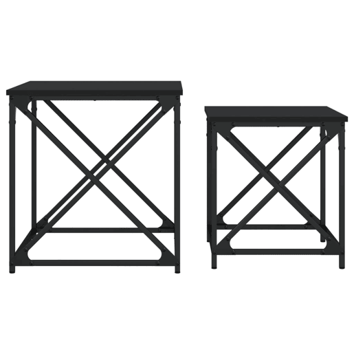 2 pcs Mesas de Centro - Mesas baixas de encastrar derivados de madeira preto