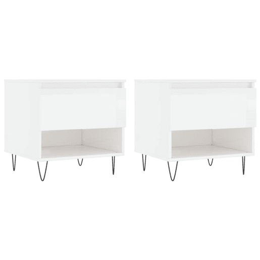 2pcs Mesas de centro, Mesas baixas 50x46x50cm deriv. madeira branco brilhante