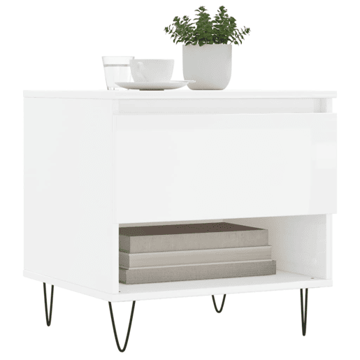 2pcs Mesas de centro, Mesas baixas 50x46x50cm deriv. madeira branco brilhante