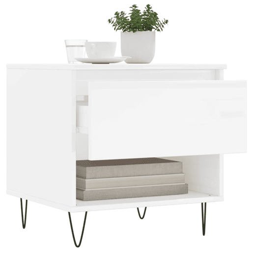 2pcs Mesas de centro, Mesas baixas 50x46x50cm deriv. madeira branco brilhante
