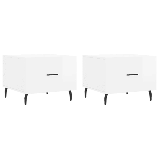 2pcs Mesas de Centro - Mesas baixas 50x50x40 cm branco brilhante