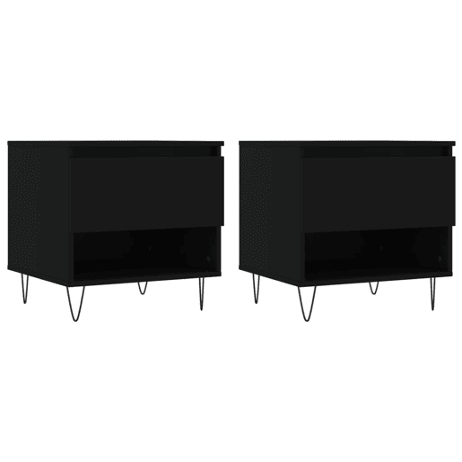 2pcs Mesas de centro, Mesas baixas 50x46x50 cm derivados de madeira preto