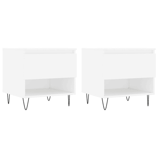 2pcs Mesas de centro, Mesas baixas 50x46x50 cm derivados de madeira branco
