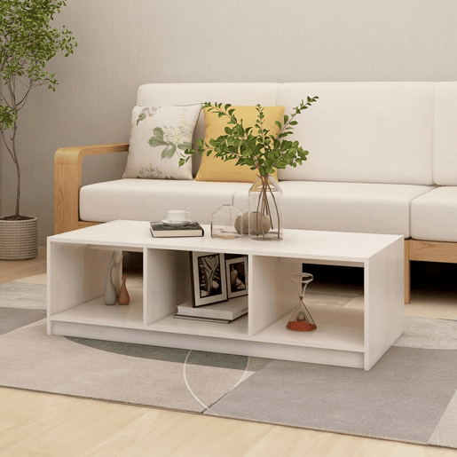 Mesa de Centro, Mesa baixa, 110x50x34 cm madeira de pinho maciça branco