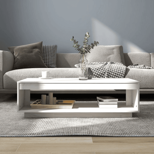 Mesa de Centro, Mesa baixa, 110x50x33,5 cm madeira de pinho maciça branco