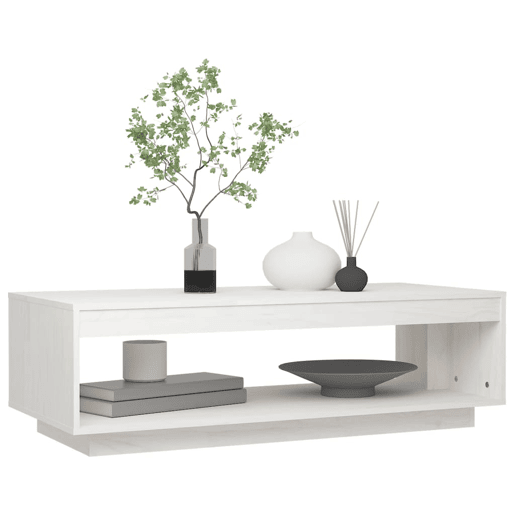 Mesa de Centro, Mesa baixa, 110x50x33,5 cm madeira de pinho maciça branco