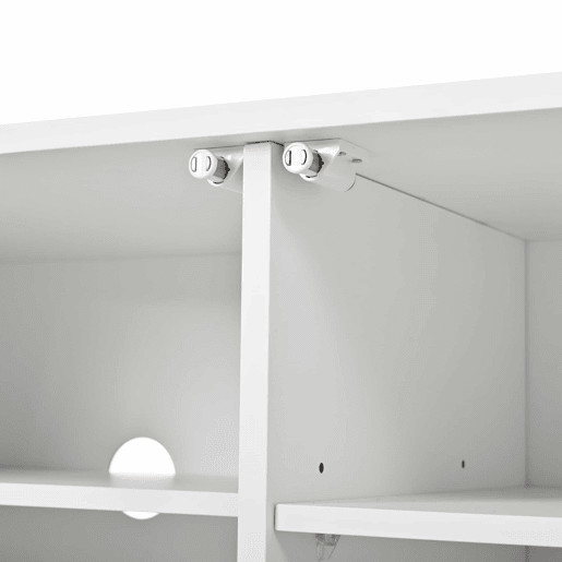 Móvel para TV de 200 cm - Estilo luxuoso com acabamento canelado, 4 portas, grande capacidade de arrumação, prateleiras com altura ajustável, cantos arredondados, design minimalista moderno, MDF - Branco Móvel para TV de 200 cm - Estilo luxuoso com acabamento canelado, 4 portas, grande capacidade de arrumação, prateleiras com altura ajustável, cantos arredondados, design minimalista moderno, MDF - Branco