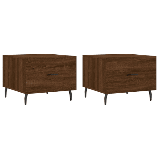 2pcs Mesas de centro, Mesas baixas 50x50x40 cm madeira proc. carvalho castanho