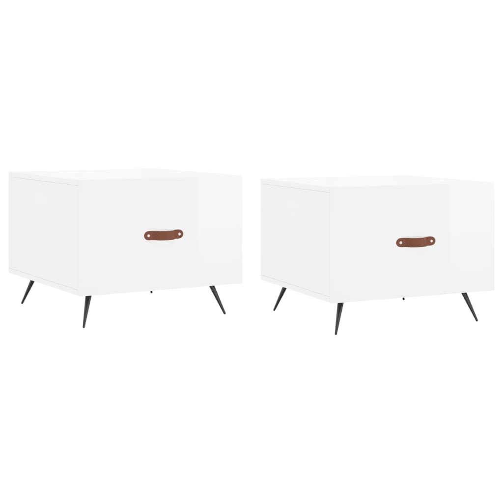 2 uds Mesas de Centro - Mesas de Café 50x50 Blanco Brillo