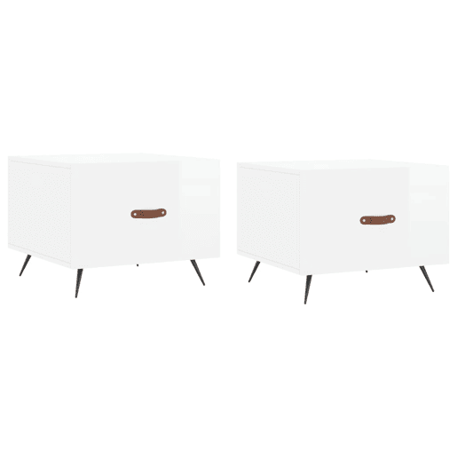 2pcs Mesas de Centro - Mesas baixas 50x50x40 cm branco brilhante