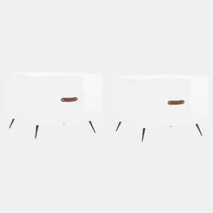 2pcs Mesas de Centro - Mesas baixas 50x50x40 cm branco brilhante
