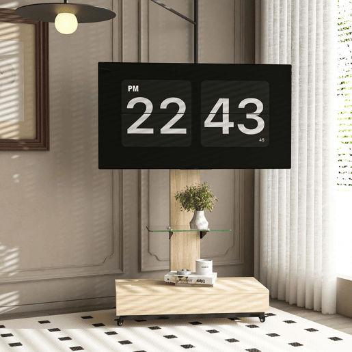 Móvel para televisão com gavetas 80 x 40 cm - suporte móvel ajustável para televisões de 32 a 75 polegadas - madeira natural