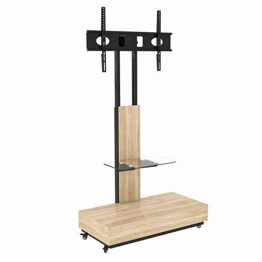 Móvel para televisão com gavetas 80 x 40 cm - suporte móvel ajustável para televisões de 32 a 75 polegadas - madeira natural