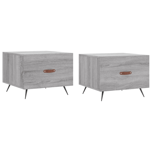 2pcs Mesas de centro, Mesas baixas 50x50x40 cm madeira proc. sonoma cinza