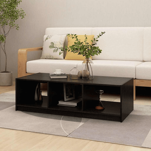 Mesa de Centro, Mesa baixa, 110x50x34 cm madeira de pinho maciça preto