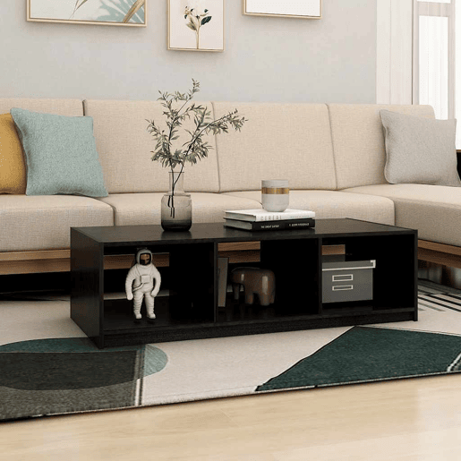 Mesa de Centro, Mesa baixa, 110x50x34 cm madeira de pinho maciça preto