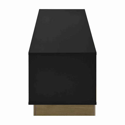 Móvel para TV de 175 cm - design moderno e minimalista com linhas curvas e veios de madeira, amplo espaço de arrumação e organização de cabos - preto