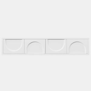 Móvel de TV moderno de 175 cm - design minimalista curvo, veios de madeira, amplo espaço de arrumação e organização de cabos - branco