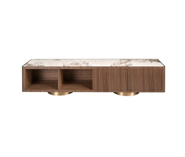 Angel cerda mueble tv nogal y mármol porcelánico