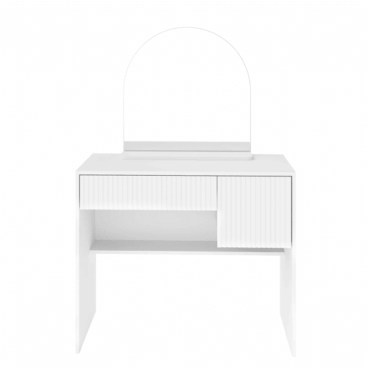 Penteadeira 135 x 90 x 40 cm - com espelho, gavetas e prateleiras abertas, design moderno - branco