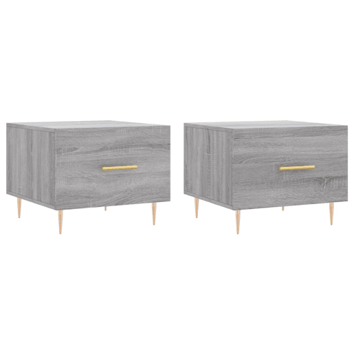 2pcs Mesas de centro, Mesas baixas 50x50x40 cm madeira proc. sonoma cinza