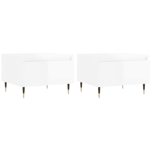 2pcs Mesas de centro, Mesas baixas 50x46x35cm deriv. madeira branco brilhante