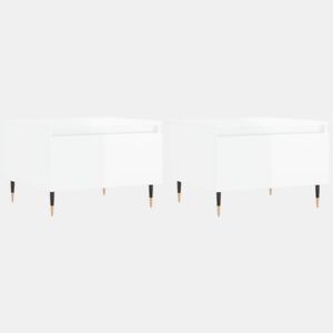 2pcs Mesas de centro, Mesas baixas 50x46x35cm deriv. madeira branco brilhante