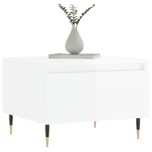 2pcs Mesas de centro, Mesas baixas 50x46x35cm deriv. madeira branco brilhante
