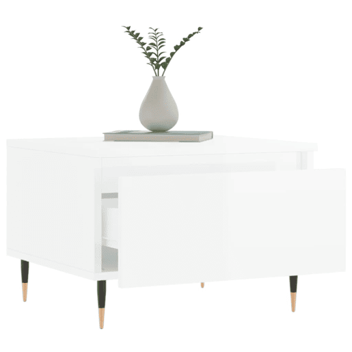 2pcs Mesas de centro, Mesas baixas 50x46x35cm deriv. madeira branco brilhante