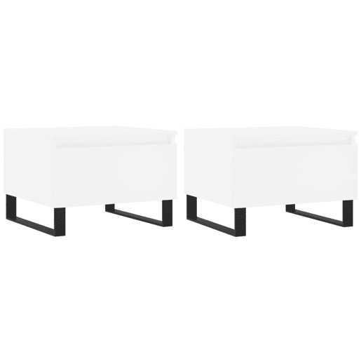 2pcs Mesas de centro, Mesas baixas 50x46x35 cm derivados de madeira branco