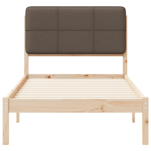 Estrutura de cama de solteiro Design com Cabeceira Estofada Cinzento-acastanhado