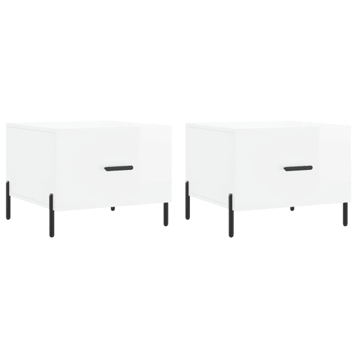 2pcs Mesas de Centro - Mesas baixas 50x50x40 cm branco brilhante