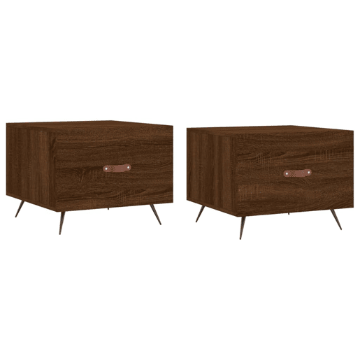 2pcs Mesas de centro, Mesas baixas 50x50x40 cm madeira proc. carvalho castanho