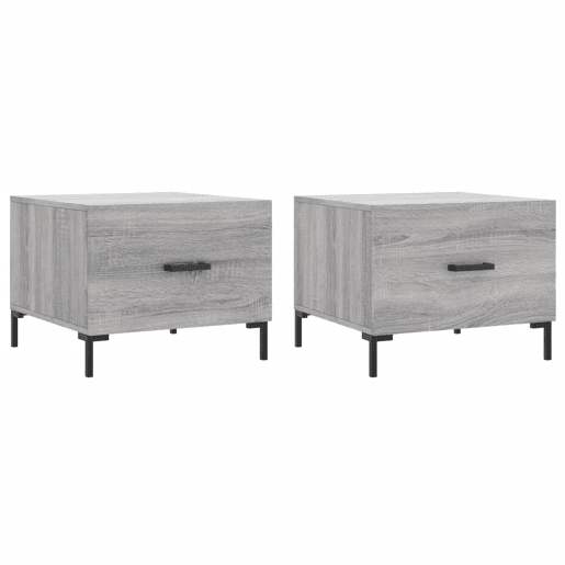 2pcs Mesas de centro, Mesas baixas 50x50x40 cm madeira proc. sonoma cinza