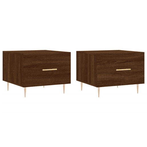 2pcs Mesas de centro, Mesas baixas 50x50x40 cm madeira proc. carvalho castanho